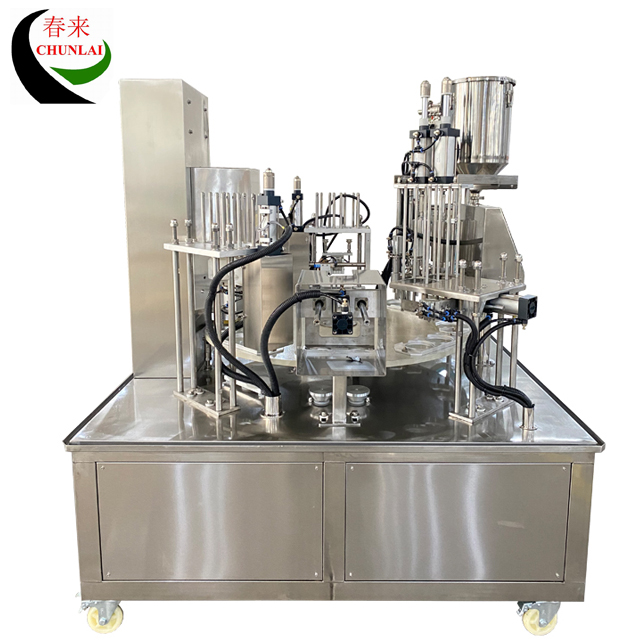 KIS-900-2自动转盘式塑杯酸奶灌装封口压盖机